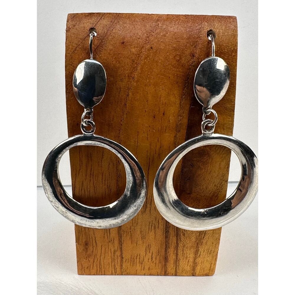 Sterling Silver Round Drop Earrings